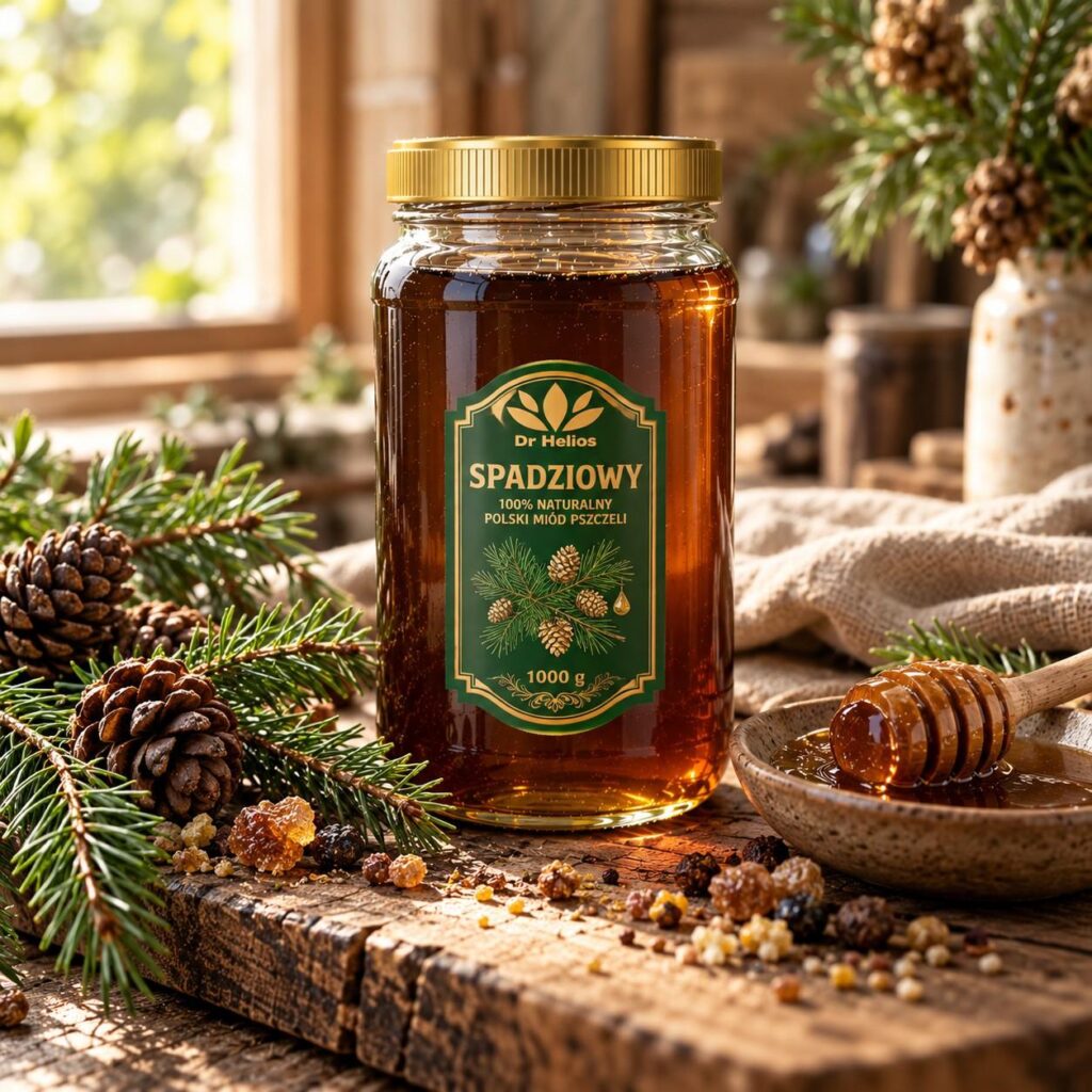 Polski eBazarek - Miód spadziowy iglasty 1000g – Dr Helios Manufaktura - 1